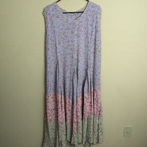 Vintage 90s oversized pastel floral tiered maxi dress cottagecore boho prairie